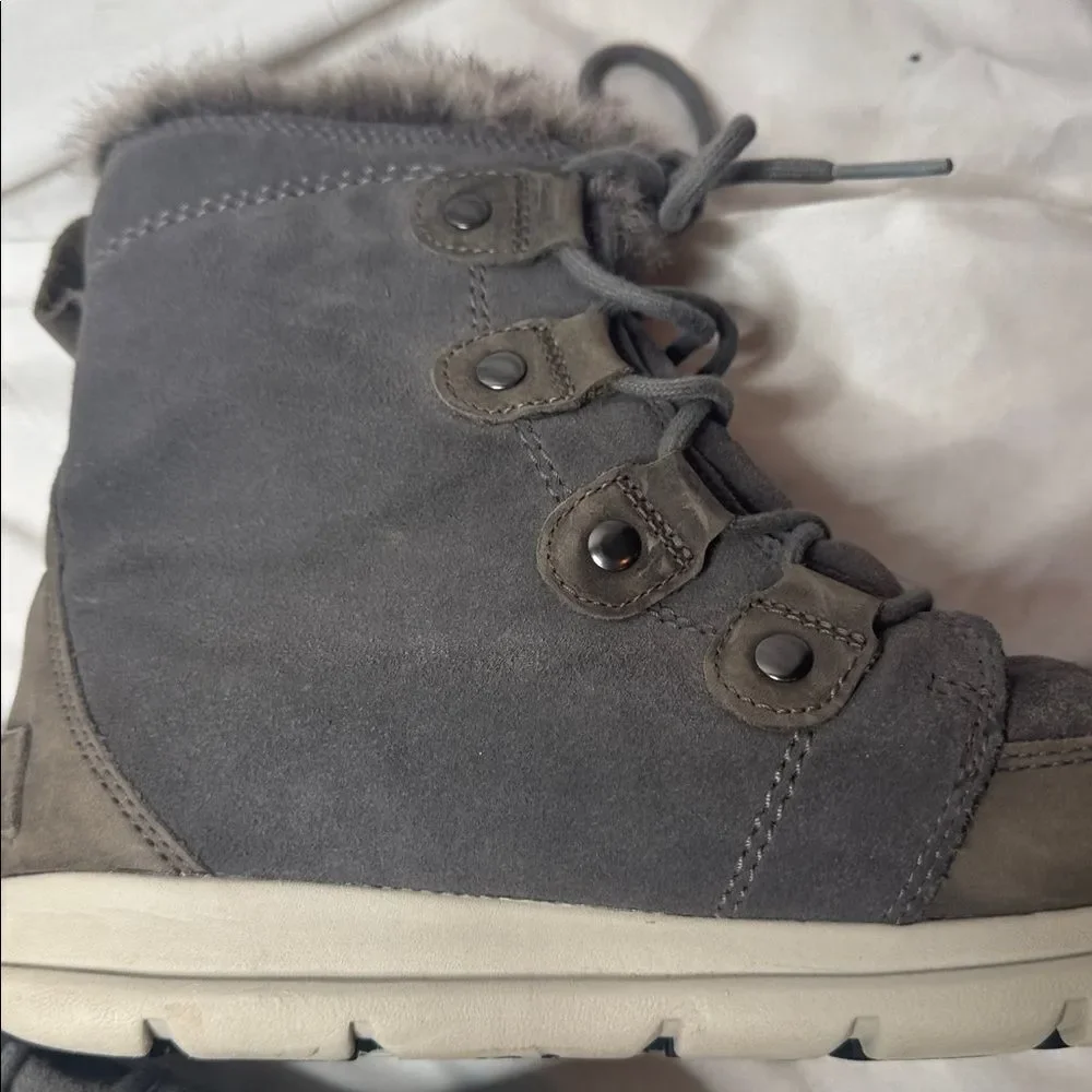 Sorel Women’s Explorer Joan Suede Waterproof Boots In Quarry Grey. Size 10.